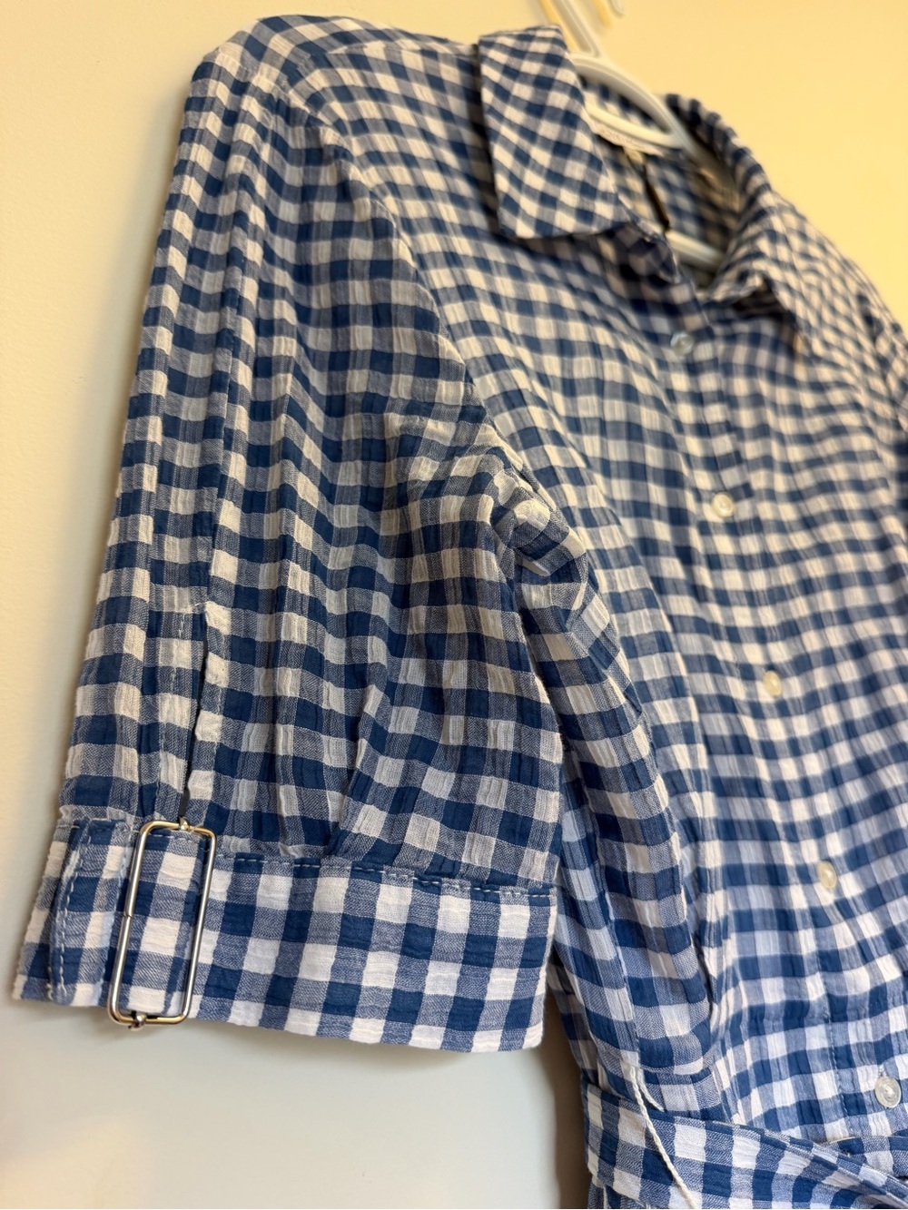 Calvin Klein Blue White Gingham Maxi Button sShirt Dress with Tie Waist Size 8 - Picture 8 of 16